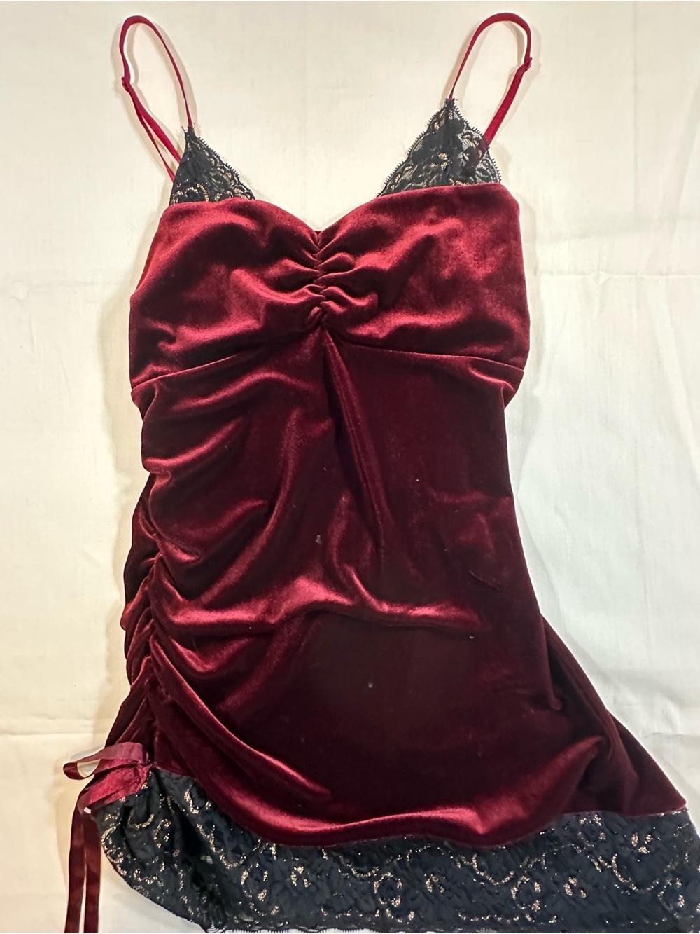 Charlotte Russe Wine Red Velvet Chemise with Black Lace sexy, witchy, dark fairy
